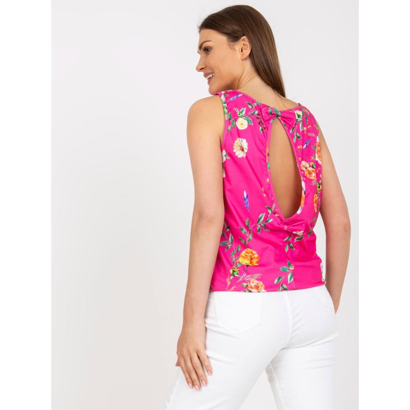 Női laza szabású virágos felső MEGGIE sötét rózsaszínű