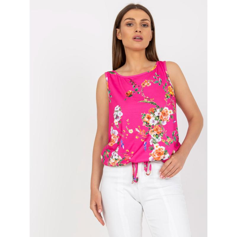 Női laza szabású virágos felső MEGGIE sötét rózsaszínű