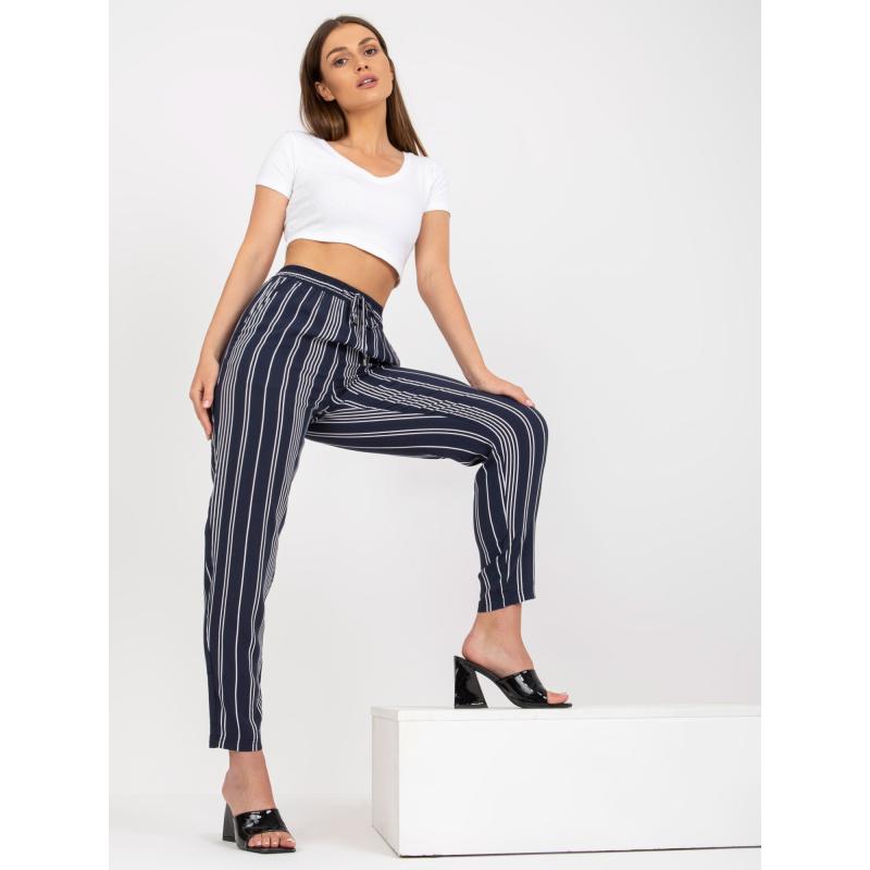 Női csíkos nadrág SUBLEVEL sötétkék