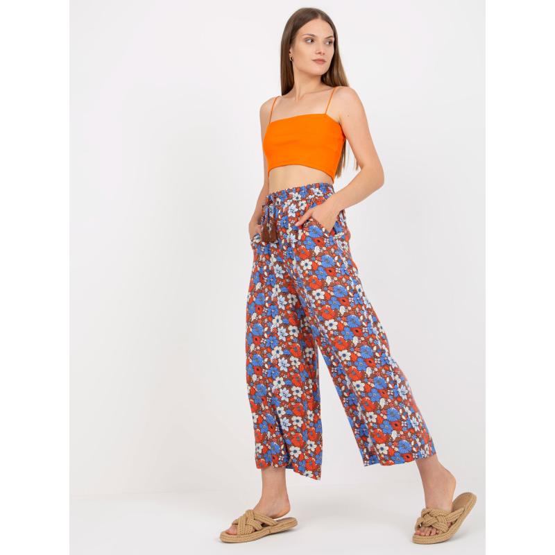 Női virágos nadrág SUBLEVEL barna