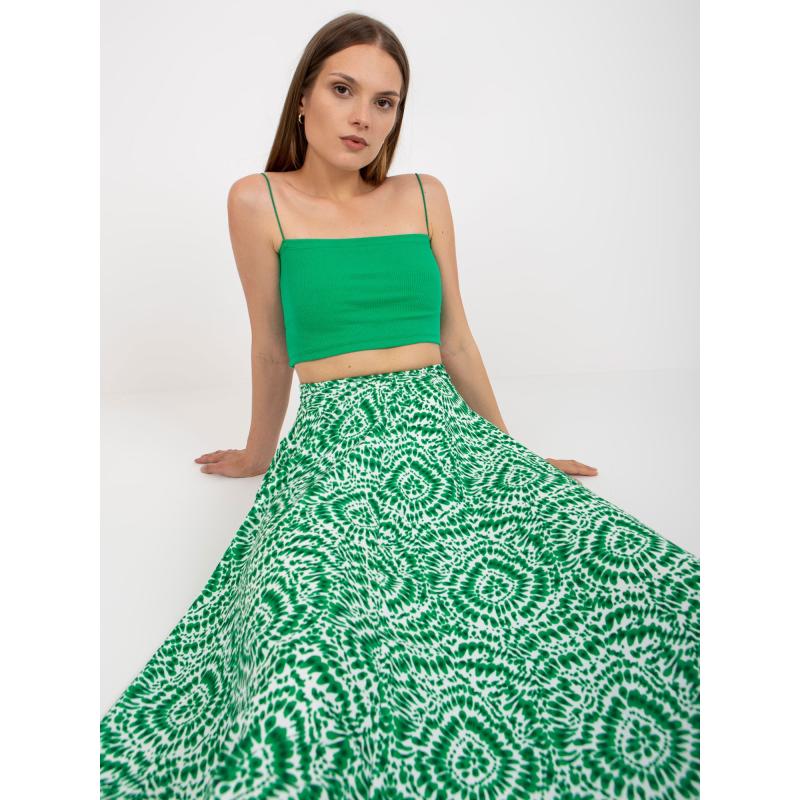 Dámska vzorovaná maxi sukňa RUE PARIS bielo-zelená