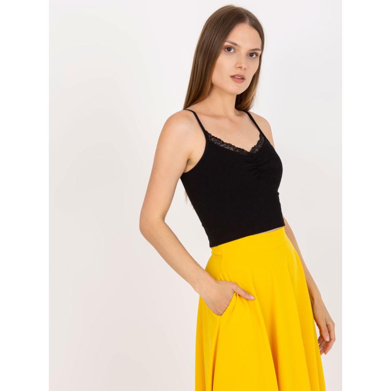 Női csíkos rövid felső RUE PARIS fekete