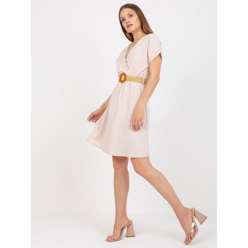Női pamut ruha RUE PARIS világos bézs