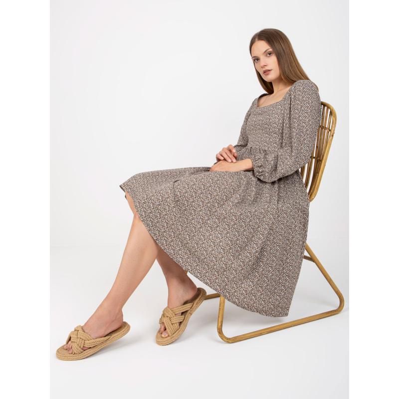 Dámské šaty s potisky a viskózou midi ZULUNA béžové  