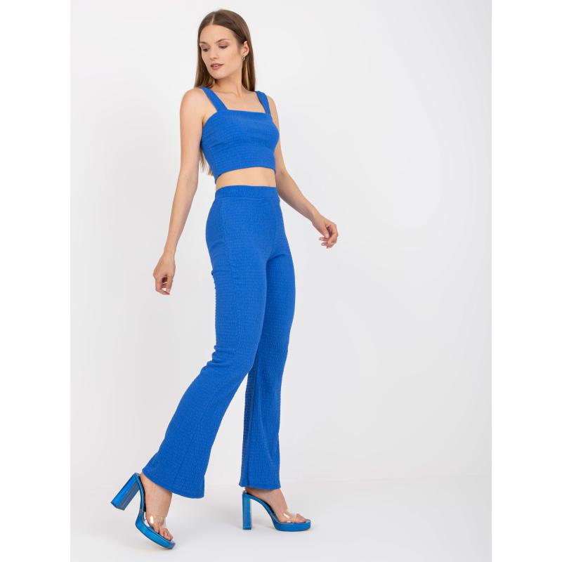 Női csíkos kétrészes top szett GAYLA kék