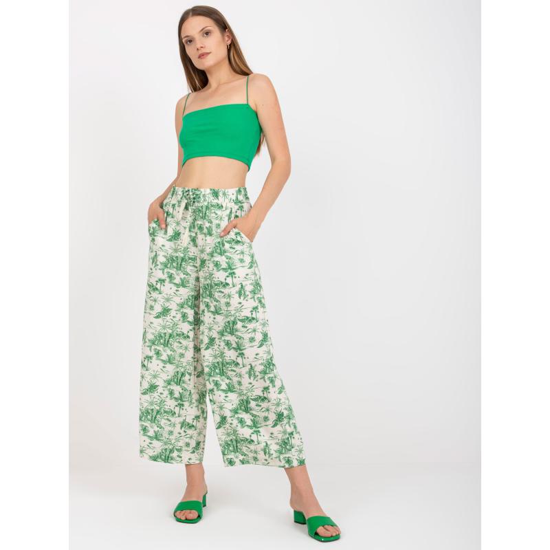 Dámské kalhoty z lehké vzorované látky SUBLEVEL světle béžové 