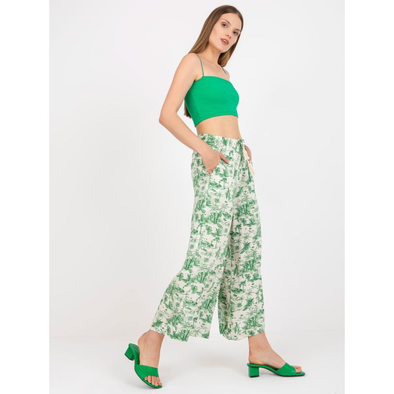 Dámské kalhoty z lehké vzorované látky SUBLEVEL světle béžové 