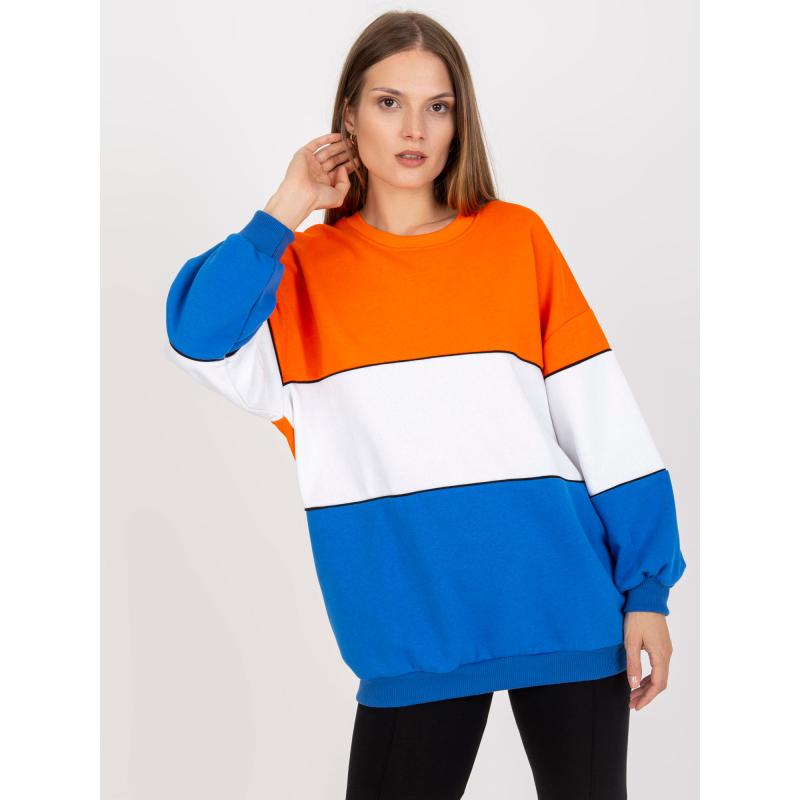 Női basic oversize pulóver RUE PARIS narancssárga és kék színben