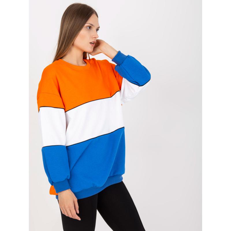 Dámska základná oversize mikina RUE PARIS oranžová a modrá
