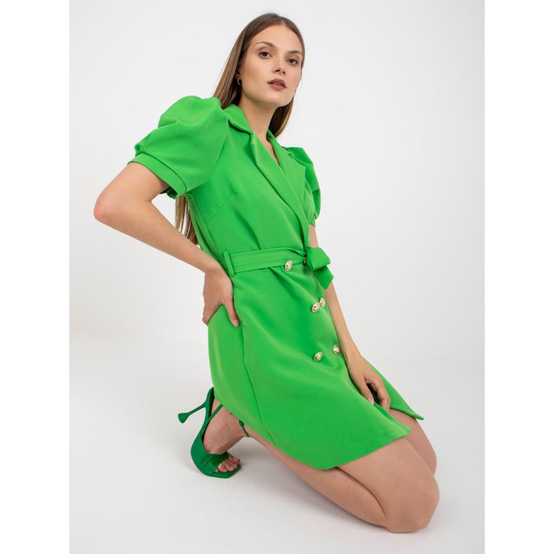 Dámské šaty s krátkými rukávy elegantní koktejlové ZIPPA světle zelené  