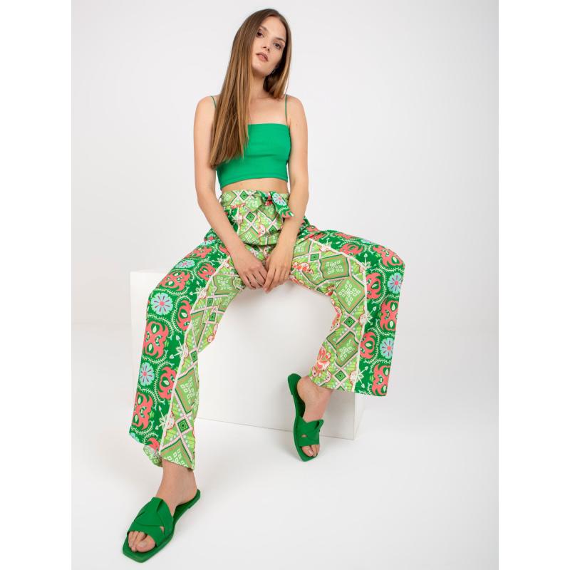 Női mintás széles szárú nadrág SHERRIE zöld