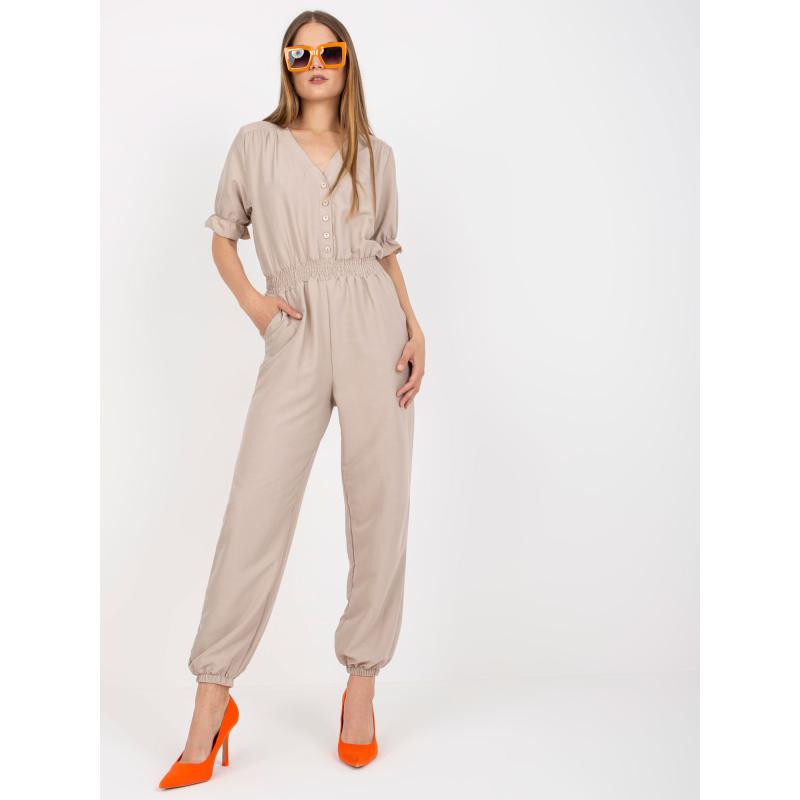 Dámský overal s kalhotami RUE PARIS béžový 