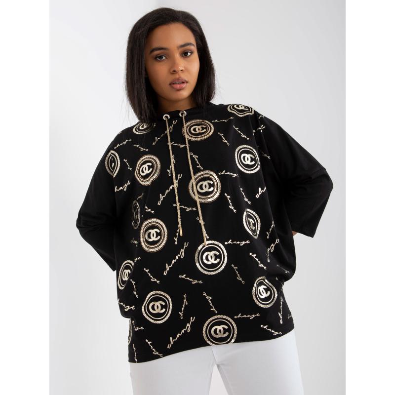 Dámska bavlnená blúzka s potlačou plus size GAE black