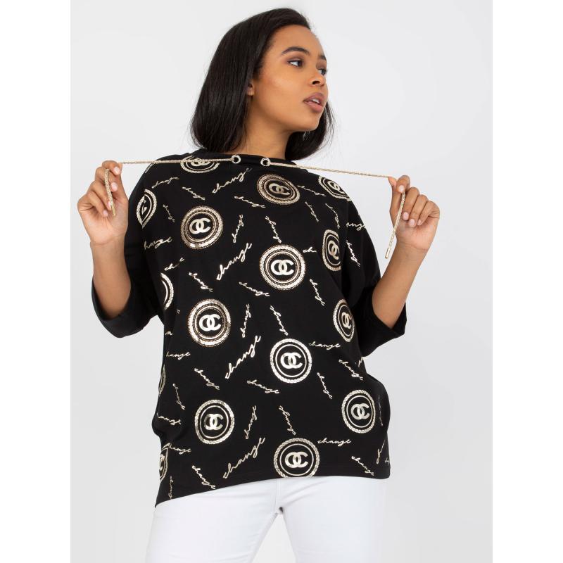 Dámska bavlnená blúzka s potlačou plus size GAE black