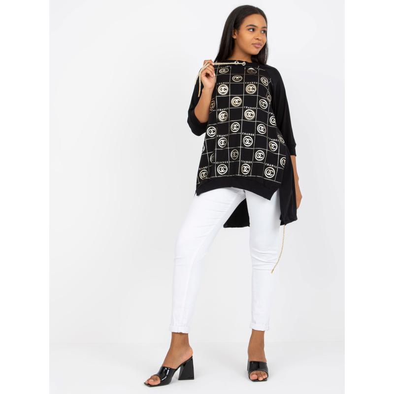 Dámská halenka s delším zadním dílem plus size ANONA černá 