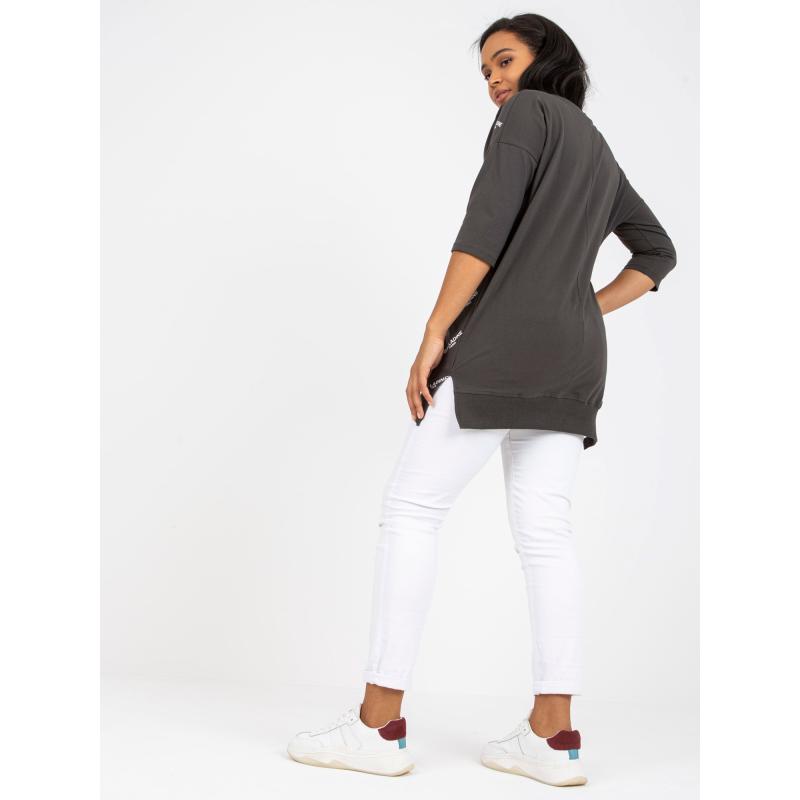 Dámská halenka s nášivkou plus size BERTIE khaki  