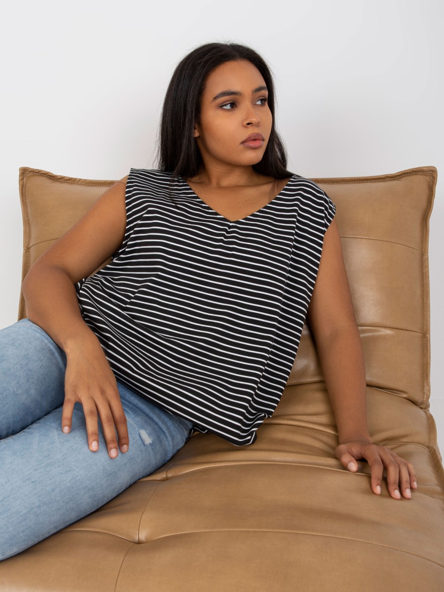 Dámský top plus size KASEY černobílý  