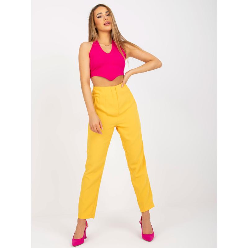 Női egyenes szárú nadrág ALYSSA sötétsárga