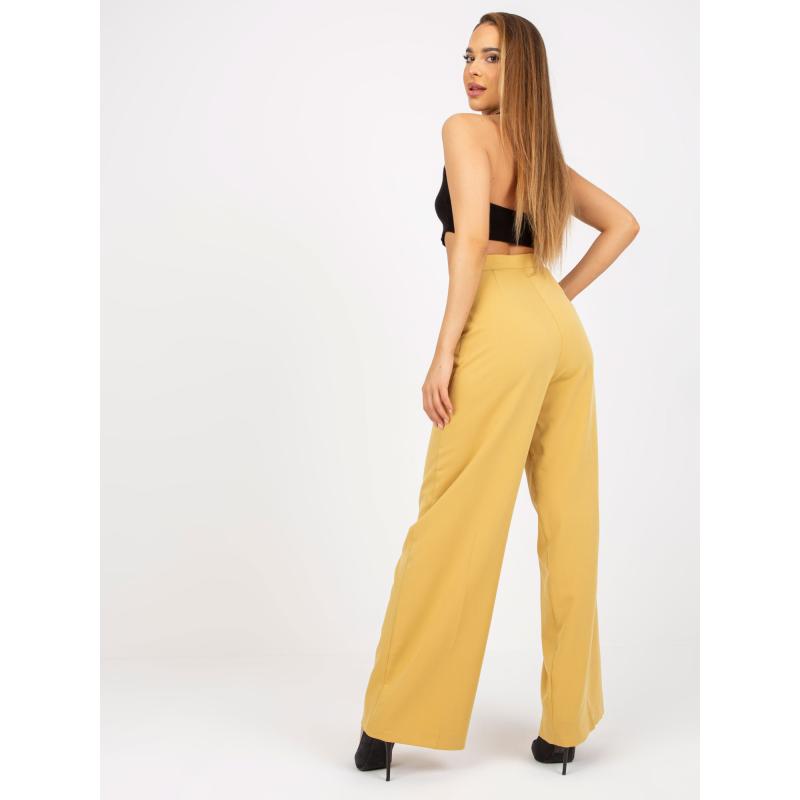 Dámské kalhoty s vysokým sedem NELDA tmavě žluté  