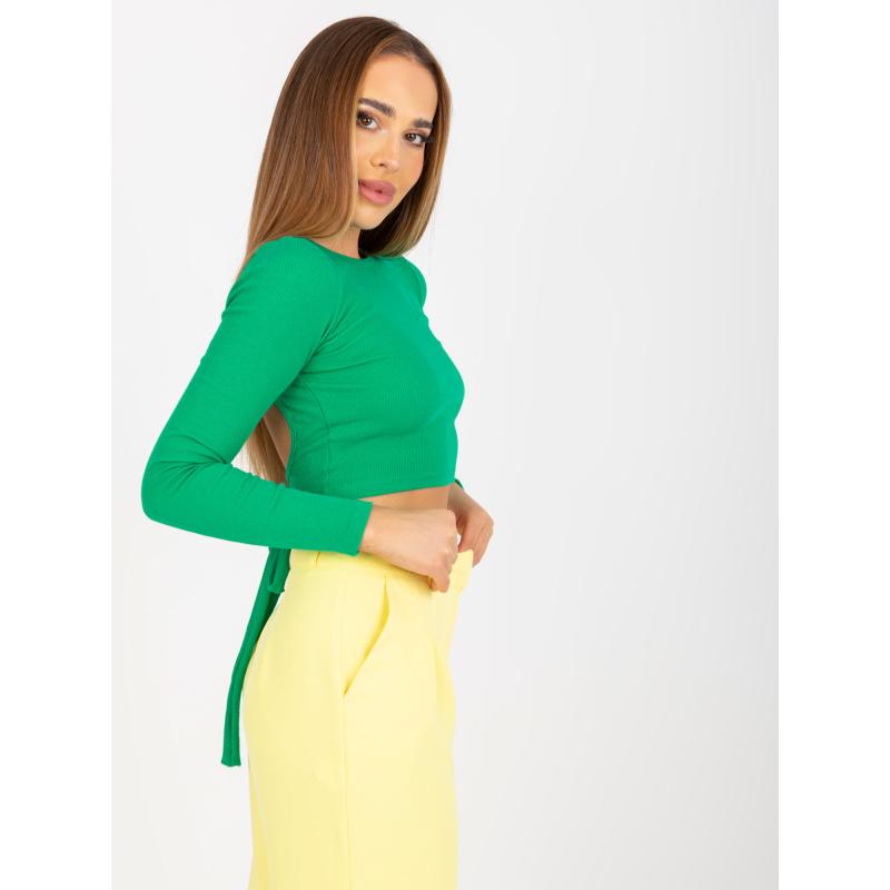 Női csíkos rövid blúz RUE PARIS zöld