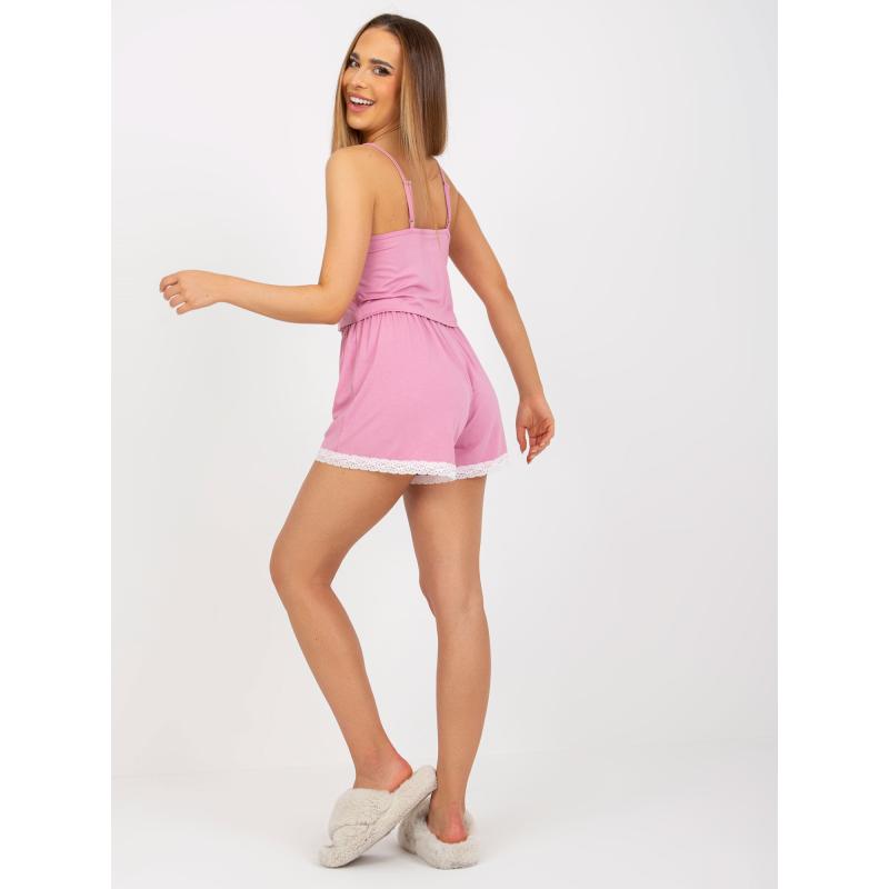 Női kétrészes viszkóz pizsama RUE PARIS rózsaszínű