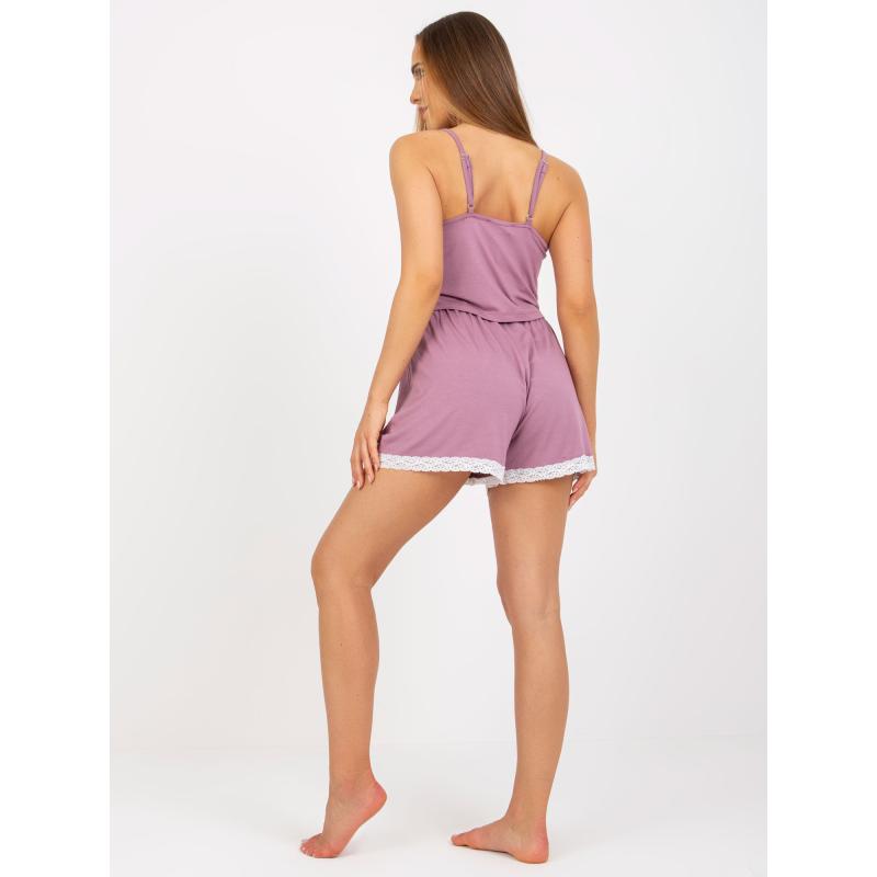 Női pizsama rövid felsővel RUE PARIS rózsaszínű