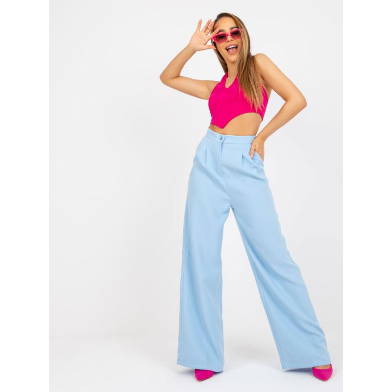 Dámské kalhoty se širokými nohavicemi SHONA světle modré  