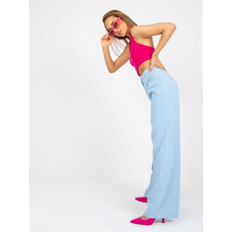 Dámské kalhoty se širokými nohavicemi SHONA světle modré  
