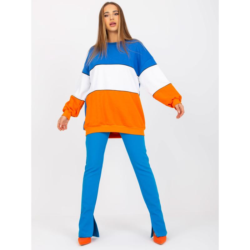 Dámska mikina RUE PARIS modrá a oranžová