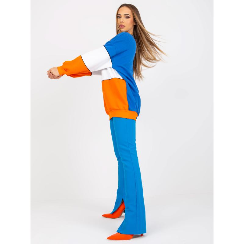 Dámska mikina RUE PARIS modrá a oranžová