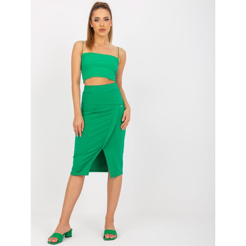 Dámská sukně basic s rozparkem VREA zelená 