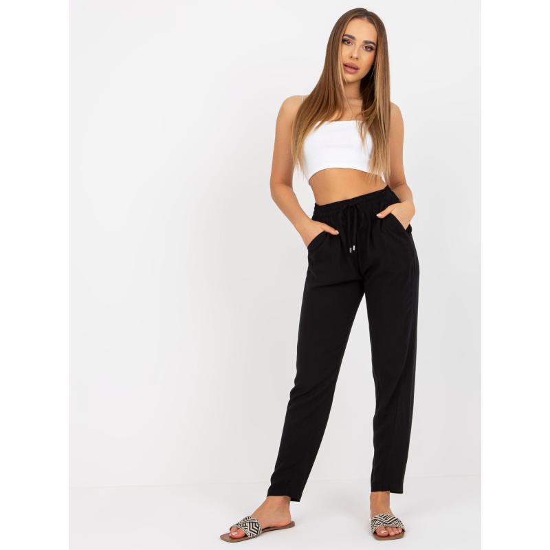 Dámské kalhoty látkové s rovnými nohavicemi SUBLEVEL černé  