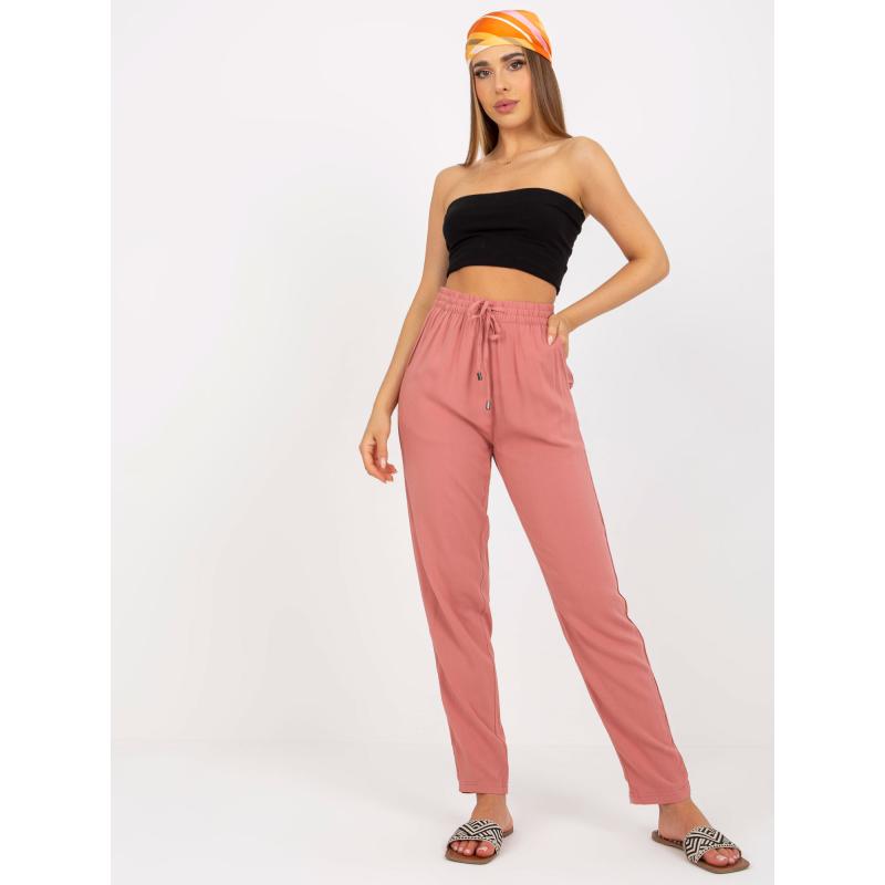 Dámské kalhoty s rovnými nohavicemi a kapsami SUBLEVEL tmavě růžové  