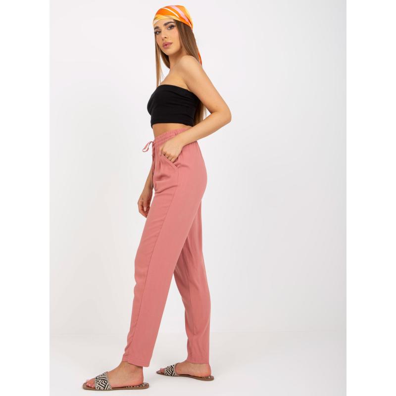 Dámské kalhoty s rovnými nohavicemi a kapsami SUBLEVEL tmavě růžové  