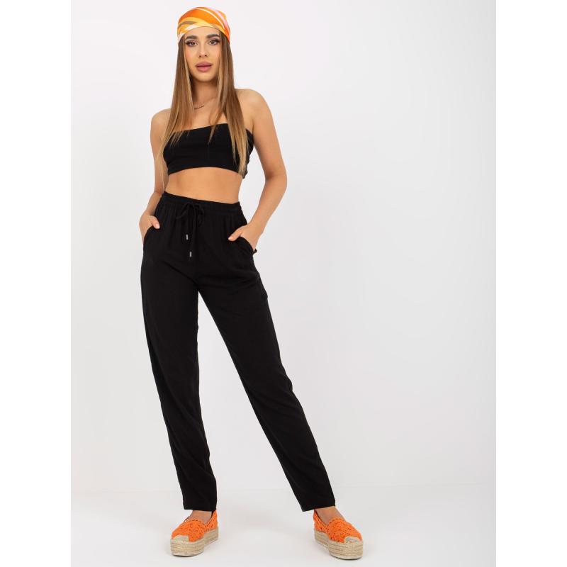 Dámské kalhoty z lehké viskózové tkaniny SUBLEVEL černé 