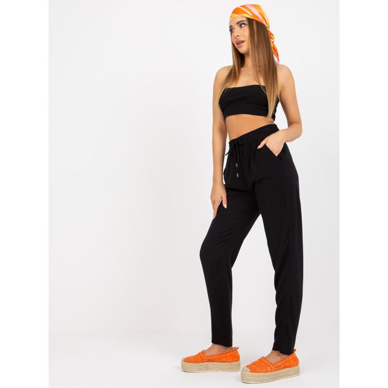 Dámské kalhoty z lehké viskózové tkaniny SUBLEVEL černé 