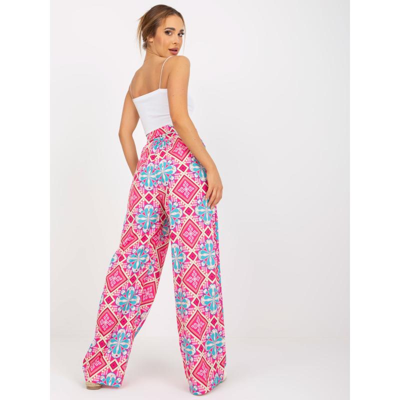 Női széles szárú nadrág PATY mintával rózsaszínben