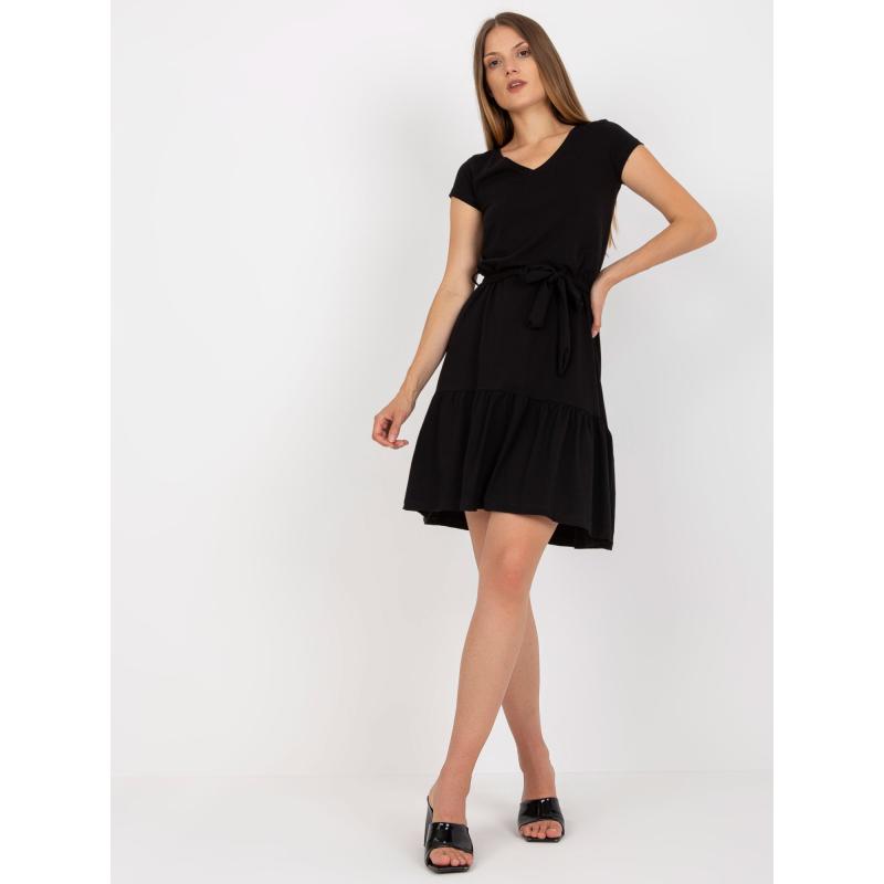 Női ruha fodros RUE PARIS fekete