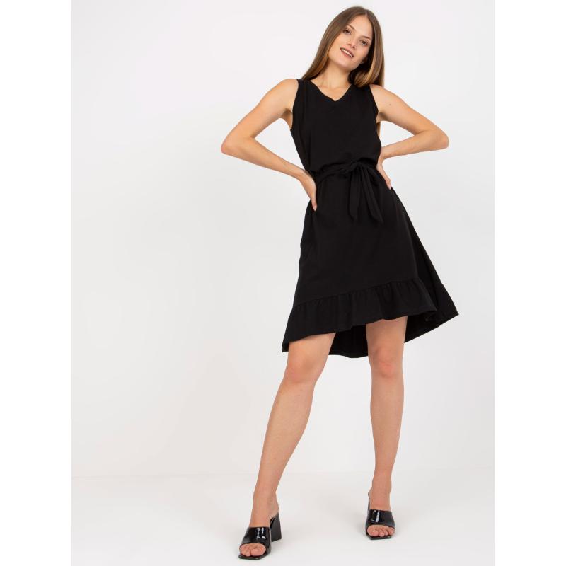 Dámské šaty s volánem bavlněné RUE PARIS černé   