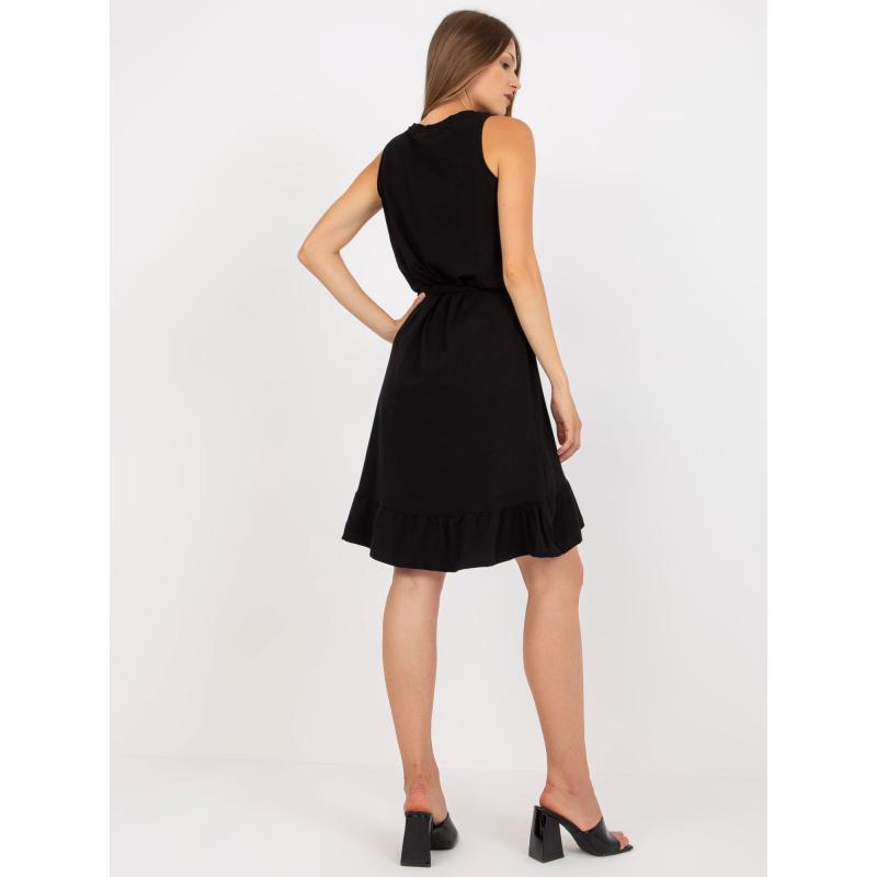 Dámske šaty s volánom bavlnené RUE PARIS čierne