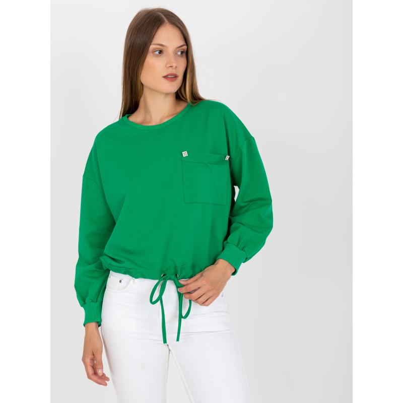 Női kapucnis pulóver zsebbel RUE PARIS zöld