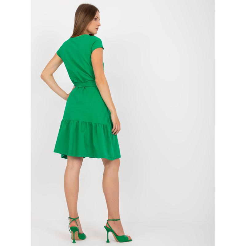 Dámské šaty s vázáním RUE PARIS zelené 