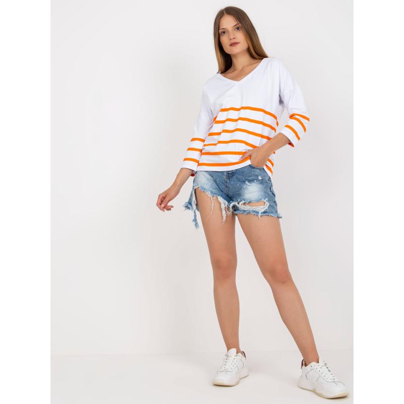 Dámská halenka pruhovaná RUE PARIS bílo-oranžová 