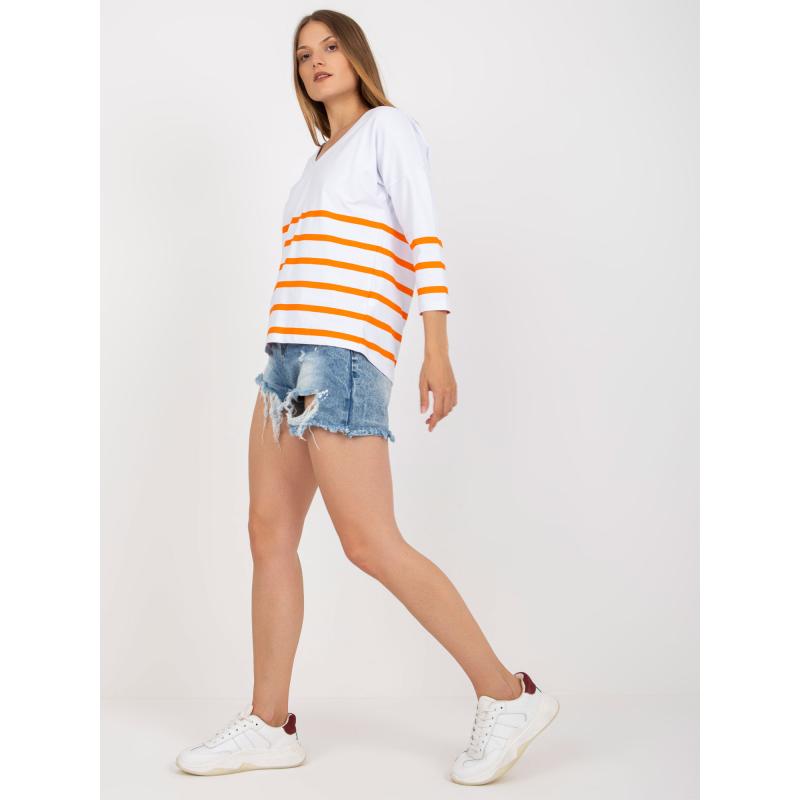 Dámská halenka pruhovaná RUE PARIS bílo-oranžová 