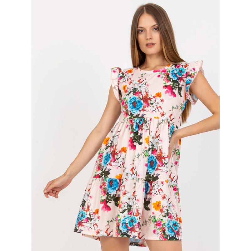 Női ruha fodros virágos mini GAE világos rózsaszín