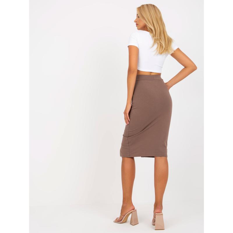 Dámská sukně s rozparkem BASIC midi hnědá  