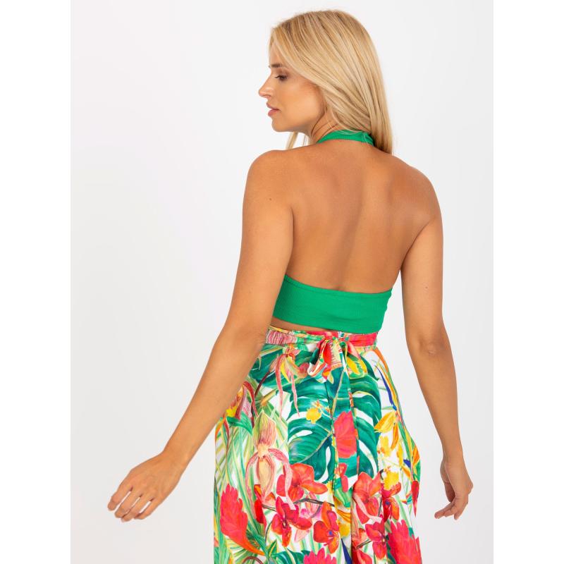 Női hát nélküli csíkos top RUE PARIS zöld