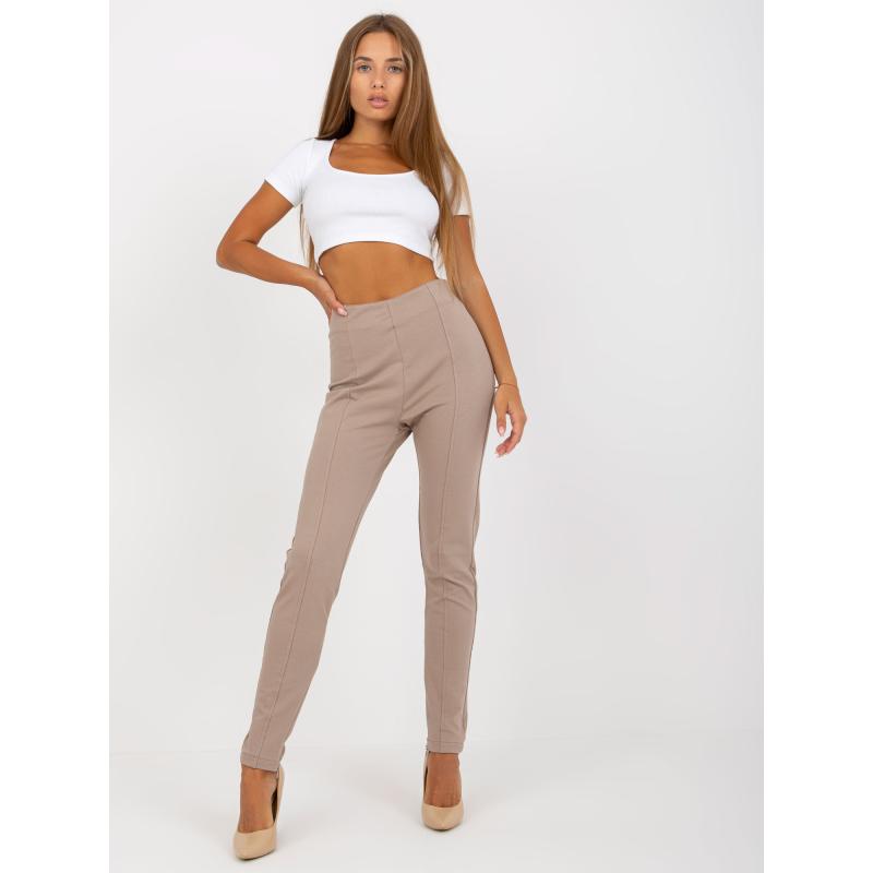 Női leggings cipzárral RUE PARIS sötétbézs sötétbézs