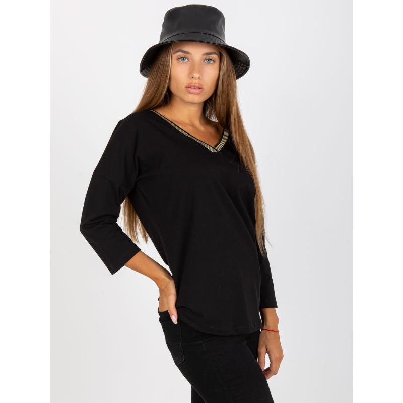 Női pamut blúz RUE PARIS fekete