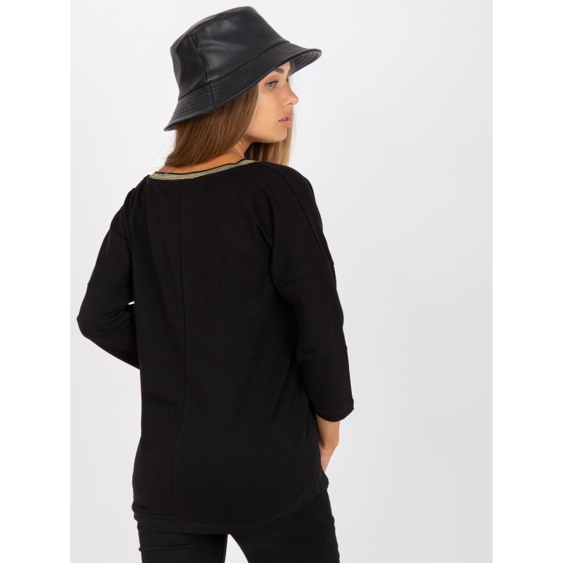 Női pamut blúz RUE PARIS fekete